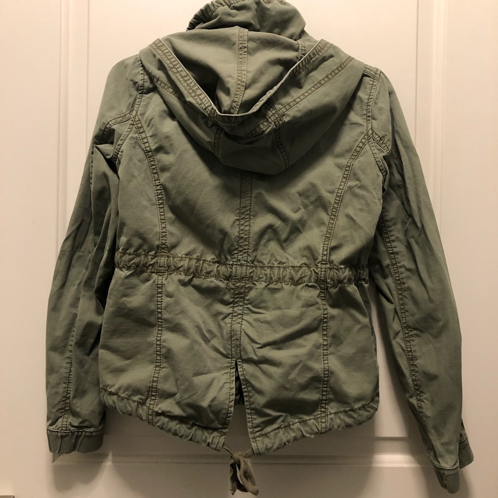 Hollister HCO Y2K Green Hooded Thin Cotton Parka Jacket XS - Picture 2 of 3